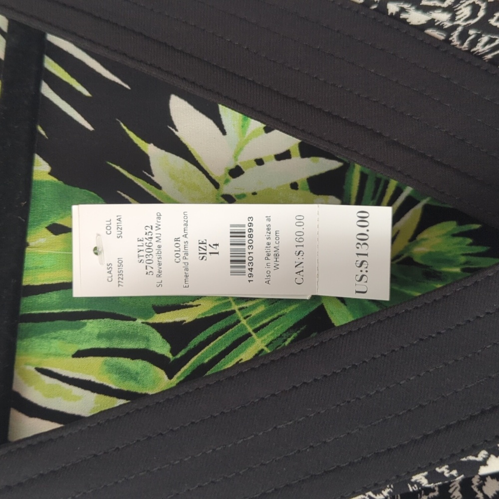 White House Black Market Reversible Sleeveless Faux Wrap Dress, Size 14 - Picture 5 of 7